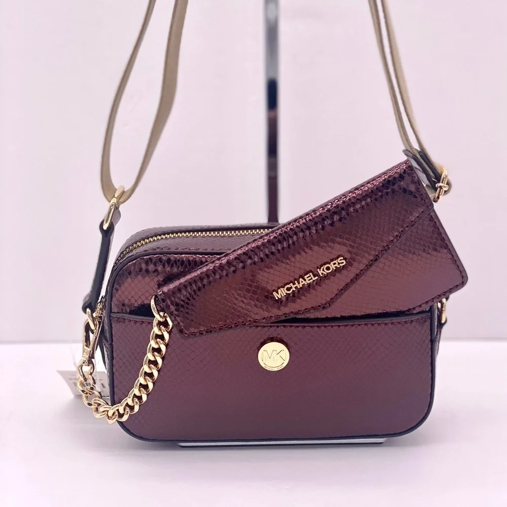 Michael Kors Maisie 2-in-1 Camera Crossbody - Oxblood Embossed Leather